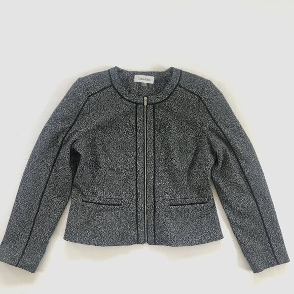 Calvin Klein Zip Front Career Professional Blazer Jacket Women’s SZ 12P - Picture 1 of 8